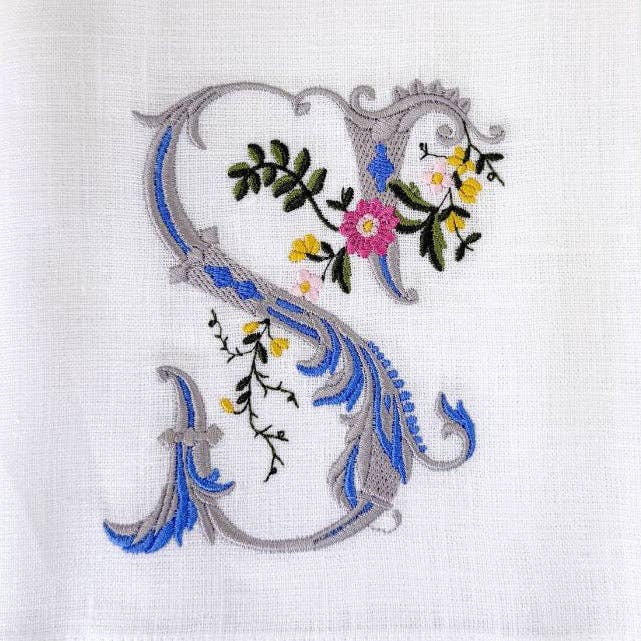 Arte Italica & Crown Linen Designs - Heritage Floral Monogram Linen Towel - New