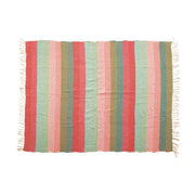 Woven Cotton Blend Bright Striped Throw