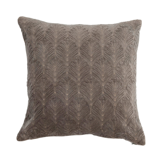 Cotton Velvet Embroidered Pillow with Gold Metallic Thread