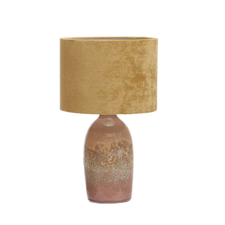 Stoneware Table Lamp with Velvet Shade