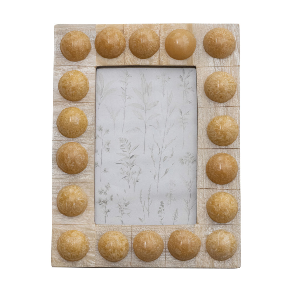 Handmade Marbled Resin Bobbin Photo Frame (For 4x6 Photo) (Hangs Vertically & Horizontally)