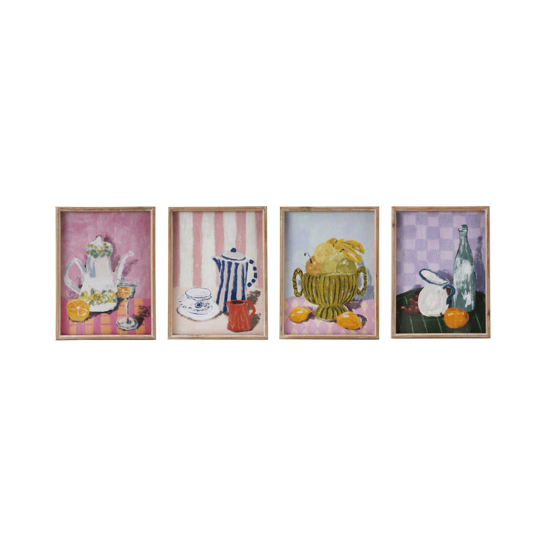 Wood, MDF & Glass Framed Wall Décor w/ Kitchen Still Life Image, 4 Styles