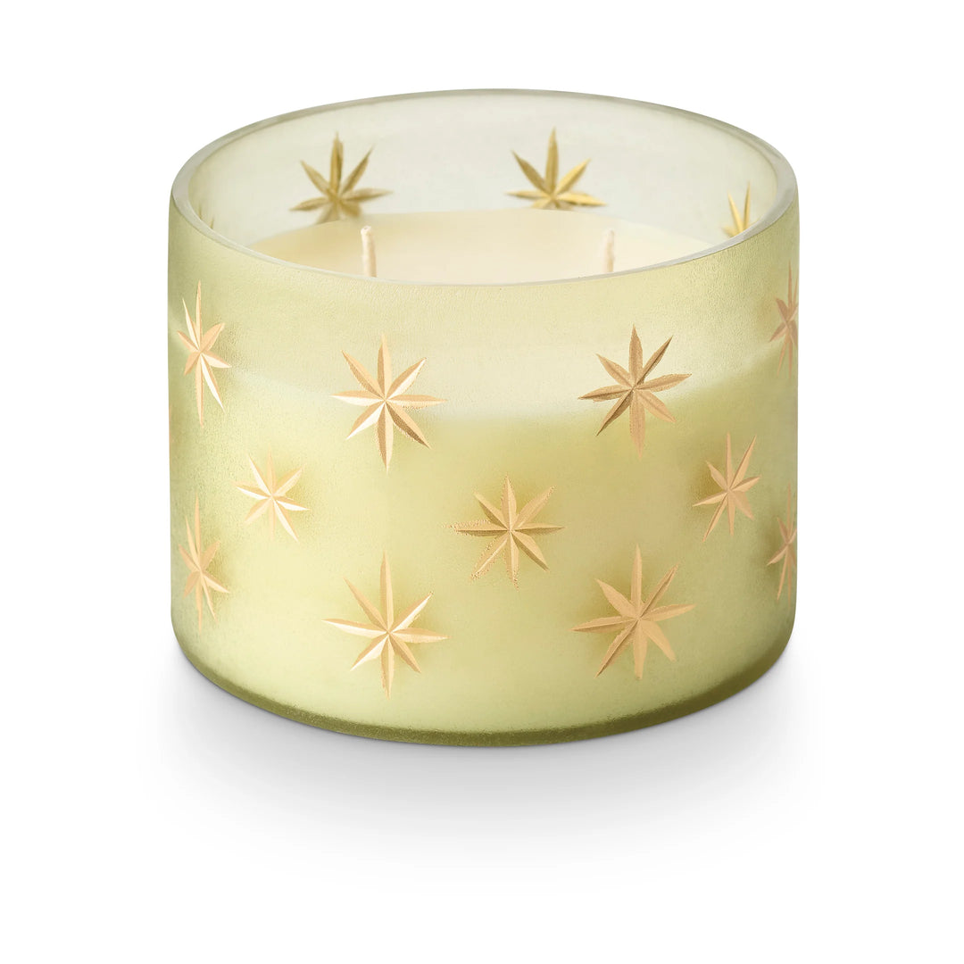Balsam &amp; Cedar Frosted Star Glass Candle