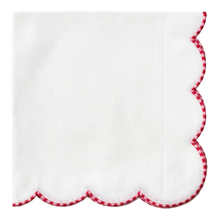 Wavy Peppermint Edge White Napkin