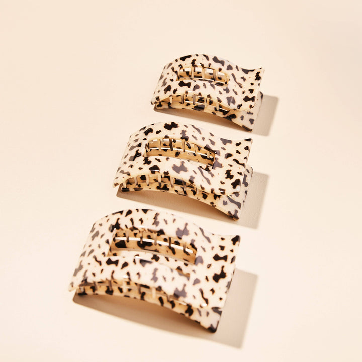 TELETIES - Flat Rectangle Hair Clip | Large | Blonde Tortoise