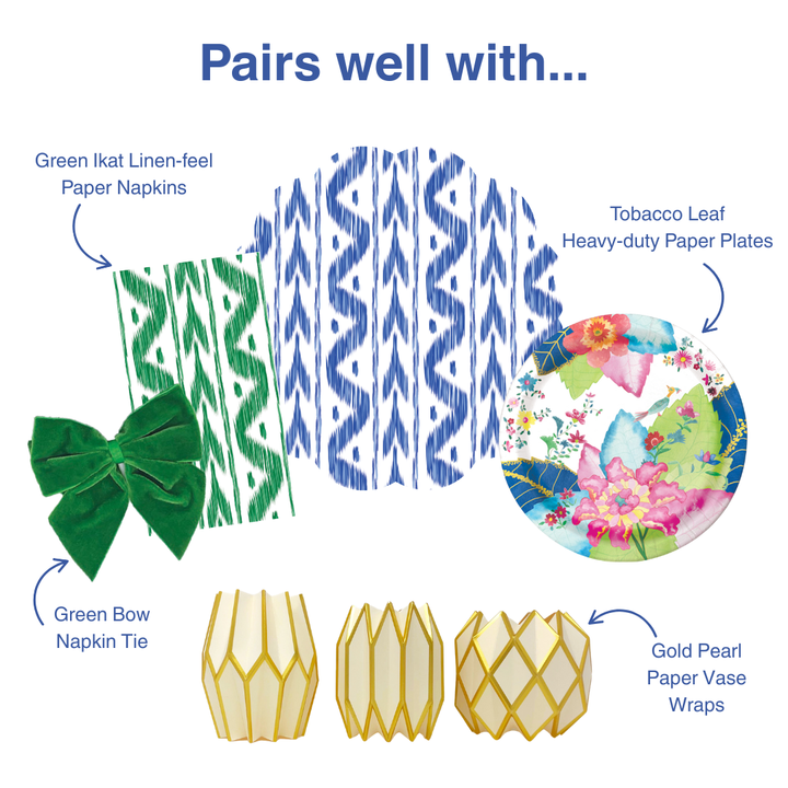 Blue Ikat Scalloped Paper Placemats | Set of 24