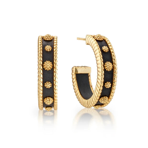 Berry Medium Hoop Earrings, Ebony