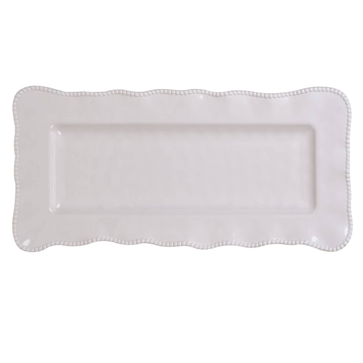 Certified International - Perlette Cream Melamine Rectangular Platter 19 in  x 9 in
