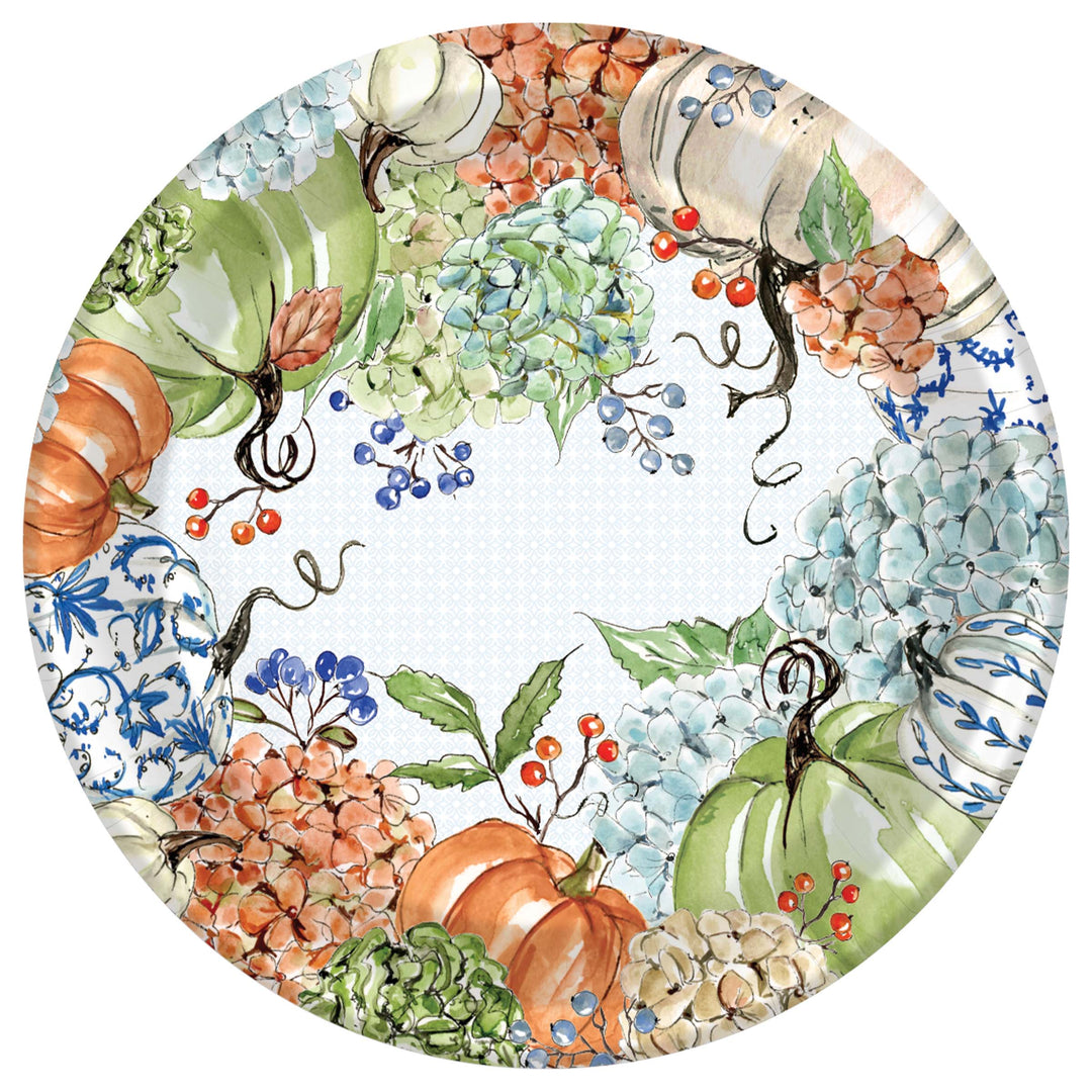 Fall Hydrangea 10.25-Inch Round Paper Plates Set of 8