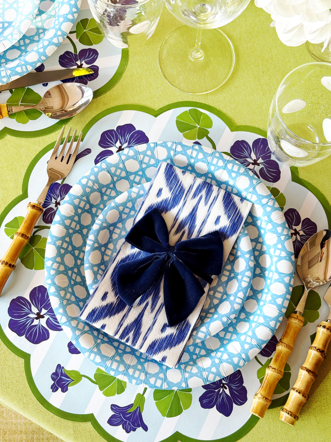 Blue Ikat linen-feel Paper Guest Towel / Napkin | Set of 25