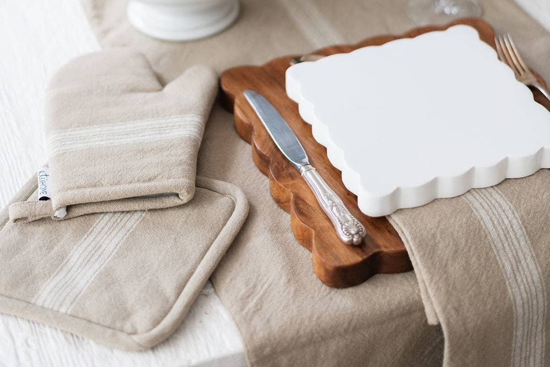 Pot Holder, Vintage White Stripe, Set of 2
