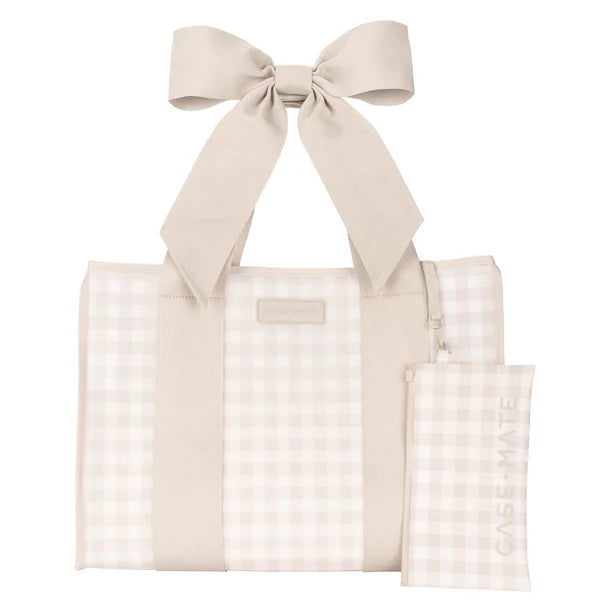 Latte Gingham Bow Jelly Tote