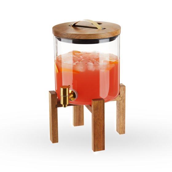 Wood and Glass Drink Dispenser