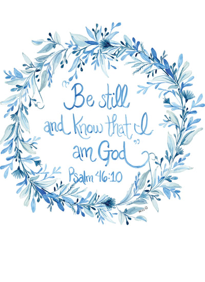 Be Still Blue Wreath Card