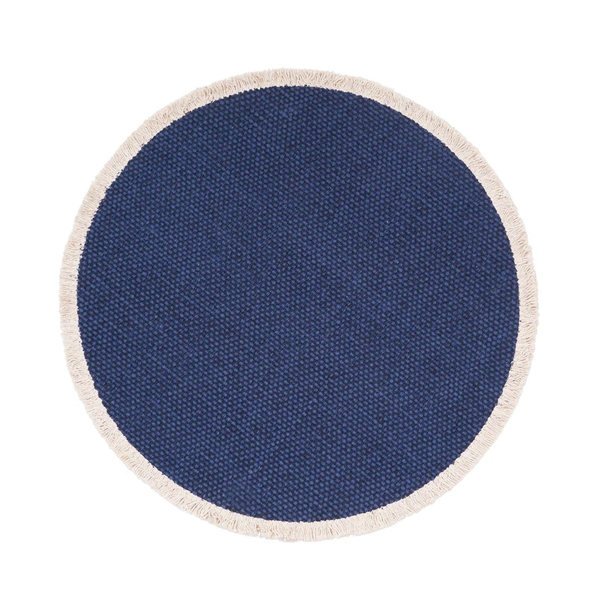 Fringed Vintage Indigo Round Placemat