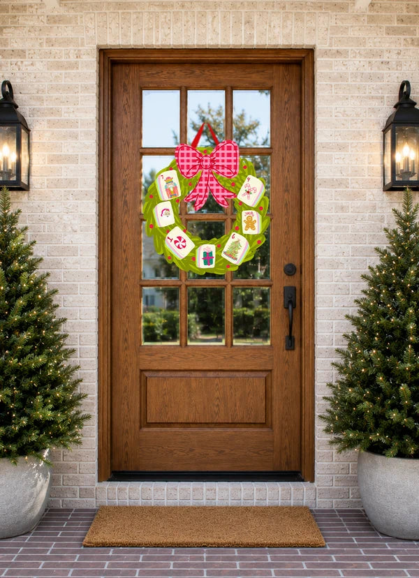 Mahjong Wreath Stocked Door Hanger