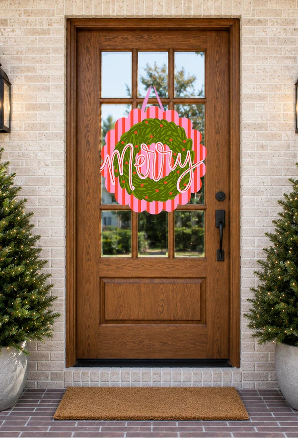 Merry Wreath Stocked Door Hanger