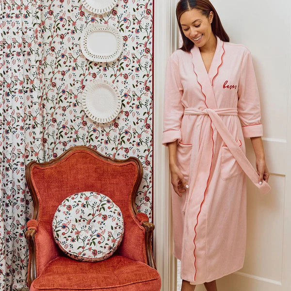 Pink Long Lightweight Scalloped Robe