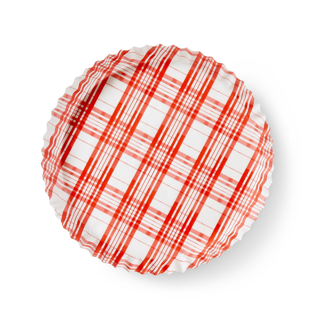 Red Plaid preformed plate liners