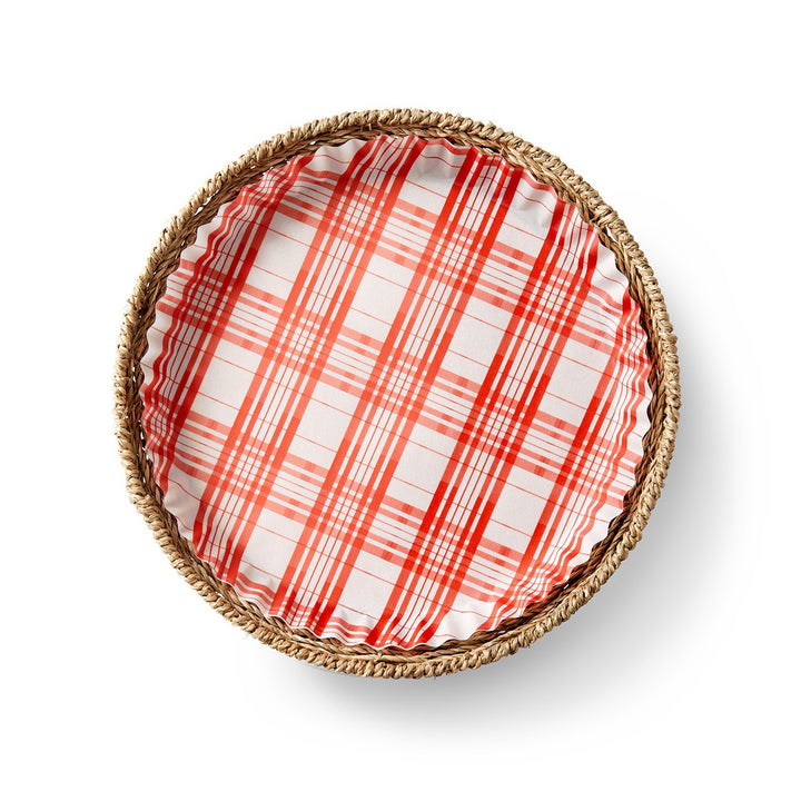 Red Plaid preformed plate liners