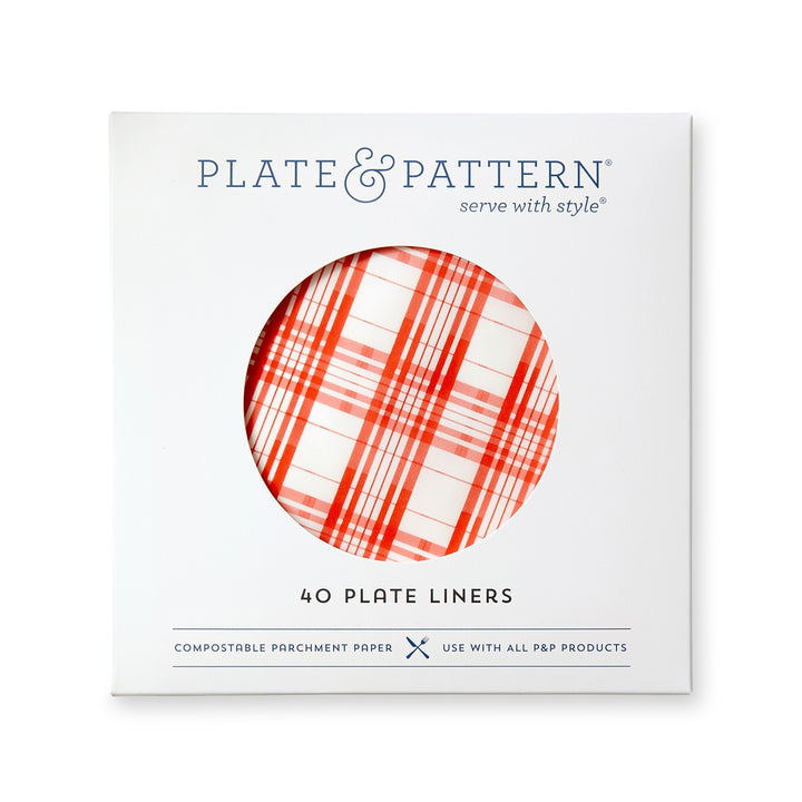 Red Plaid preformed plate liners