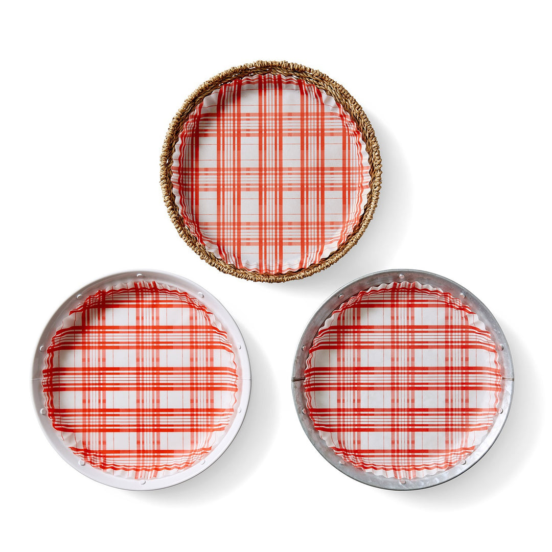 Red Plaid preformed plate liners