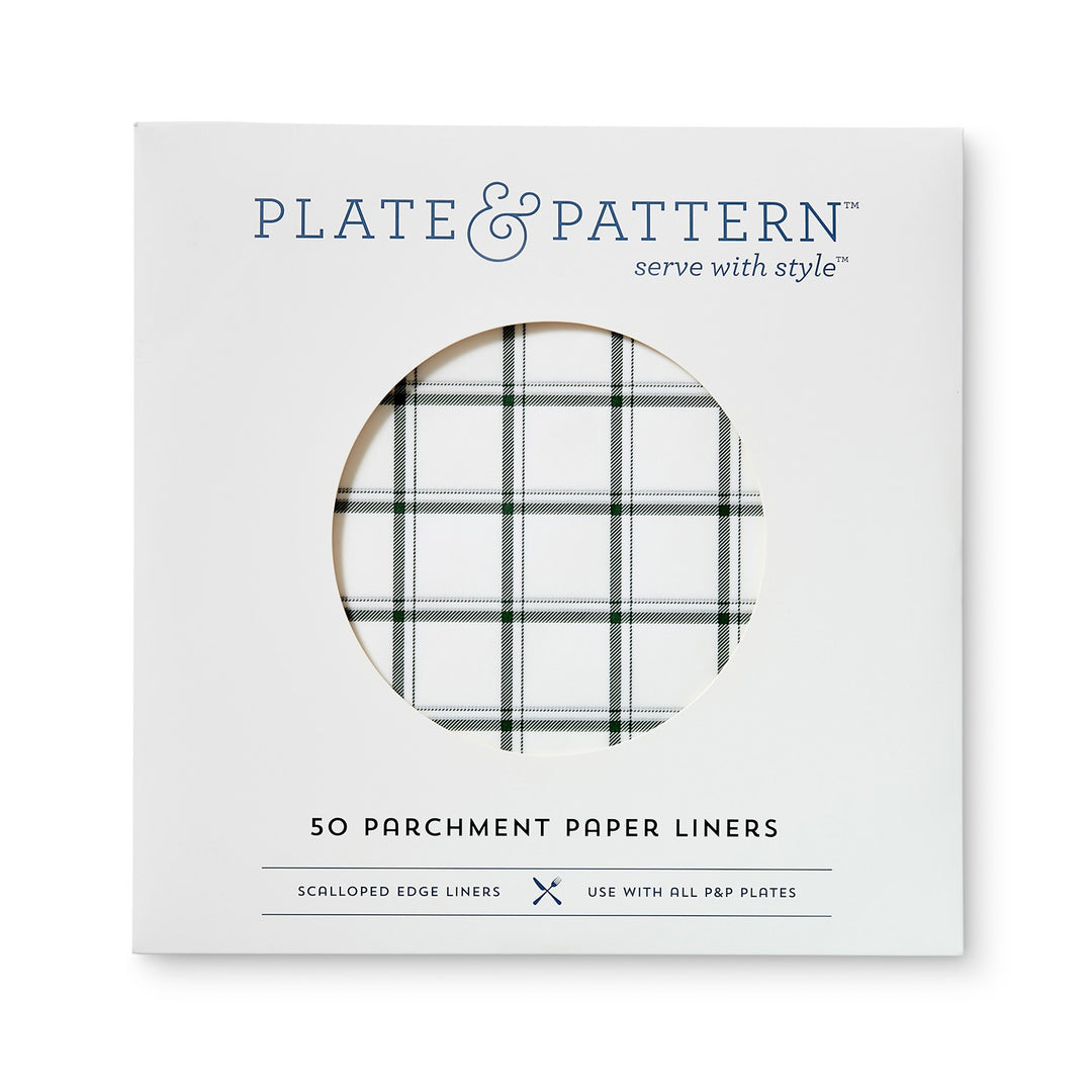Tahoe Pine green plaid flat plate liners