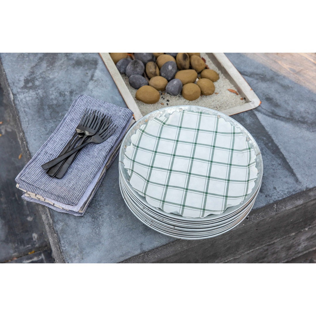 Tahoe Pine green plaid flat plate liners