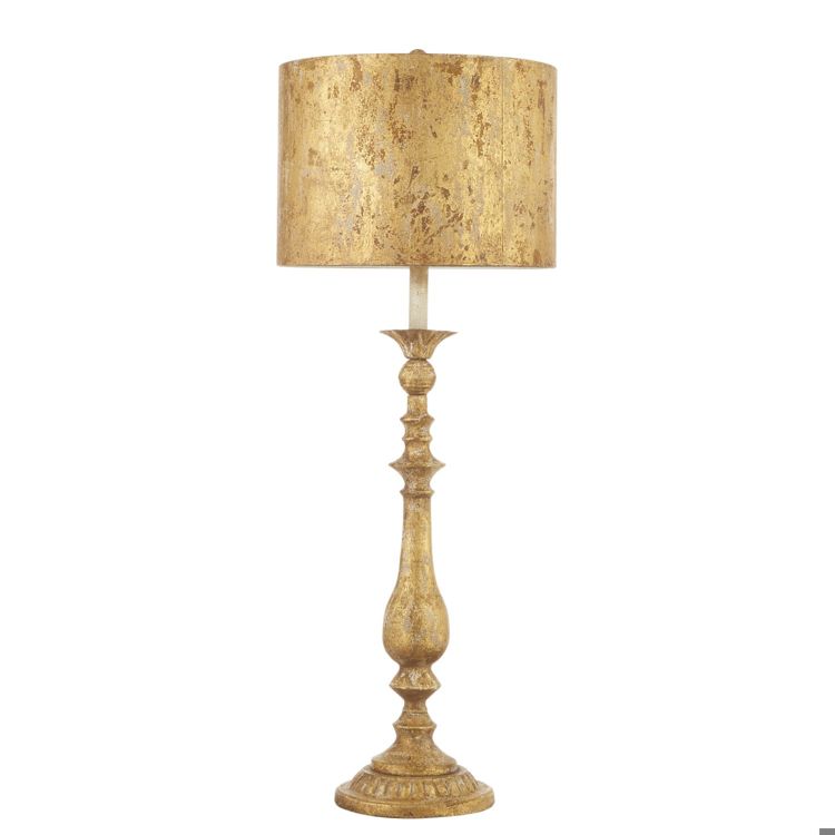 *DC* 38 Distressed Gold Lamp with Metal Shade