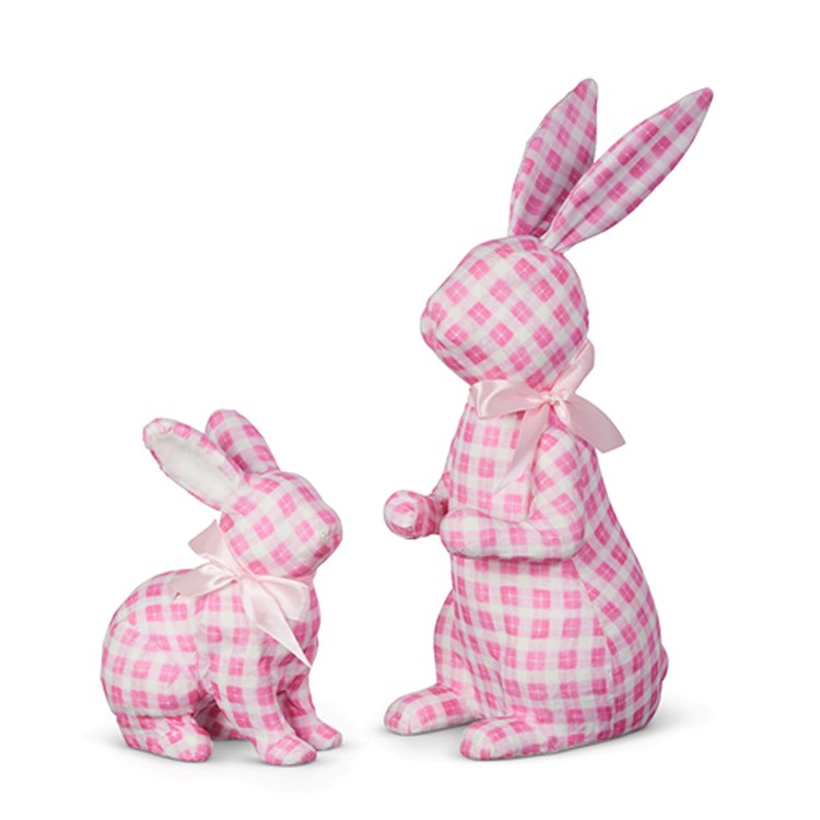 13.75 Pink Gingham Bunnies