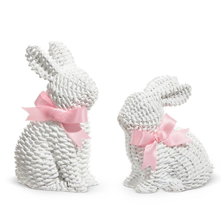 5.25 White Woven Bunnies with Bows