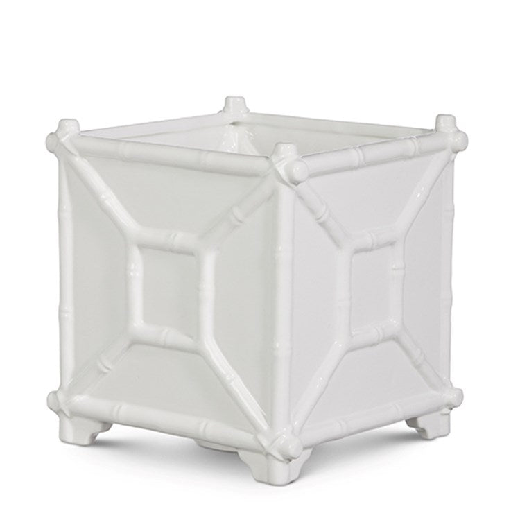 8.5 White Bamboo Planter
