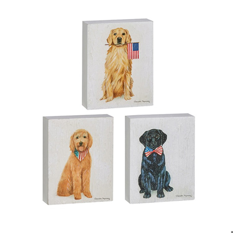 8 Patriotic Pup Wood Block