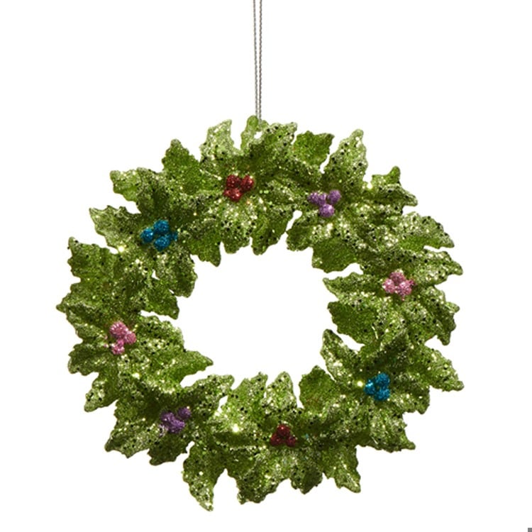 5 Holly Wreath with Multicolor Berry Ornament
