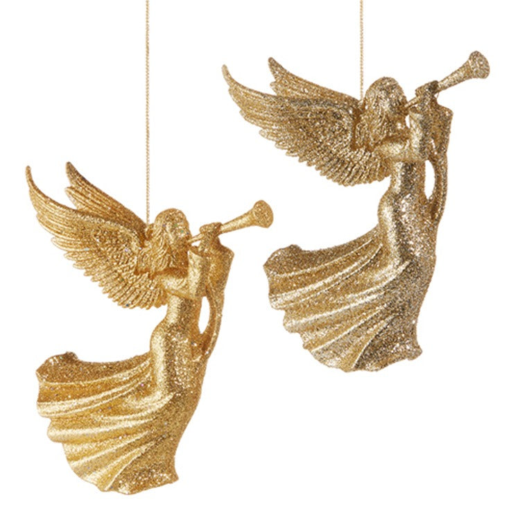6" Champagne Glitter Angel Ornament