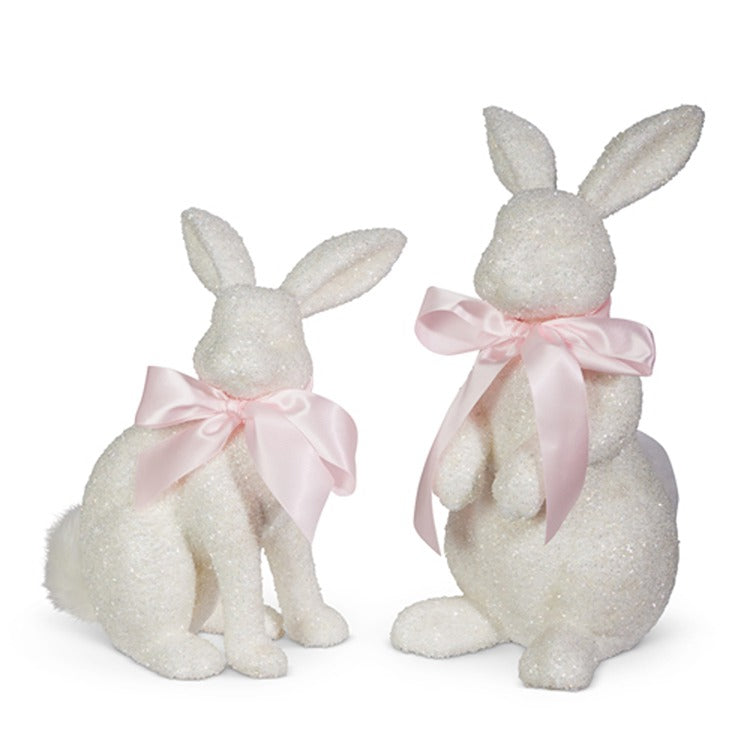 14.5 White Glitter Bunnies