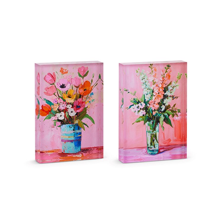 8 Blooms in Vase Acrylic Block