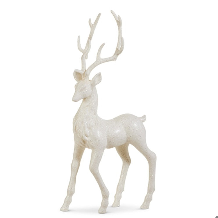 25.25" White Glitter Deer