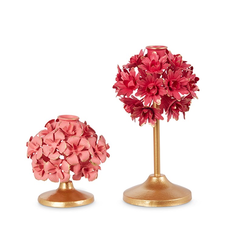 7.75 Pink Floral Candle Holders