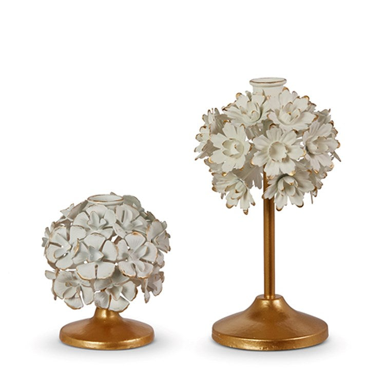 7.75 Cream Floral Candle Holders