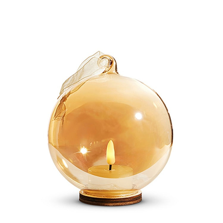 5.5" Gold Ornament with Ivory Tealight
