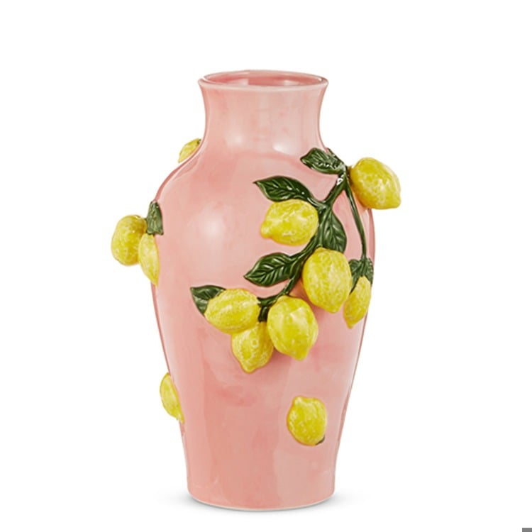 13 Pink Tall Vase with Lemons