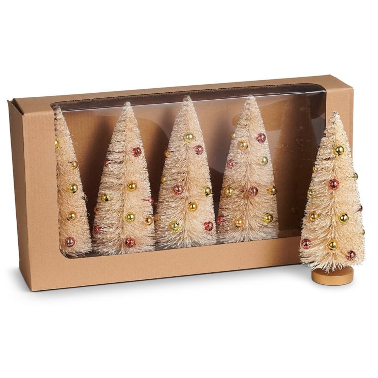 8 Box of Decorated Bottle Brush Trees
