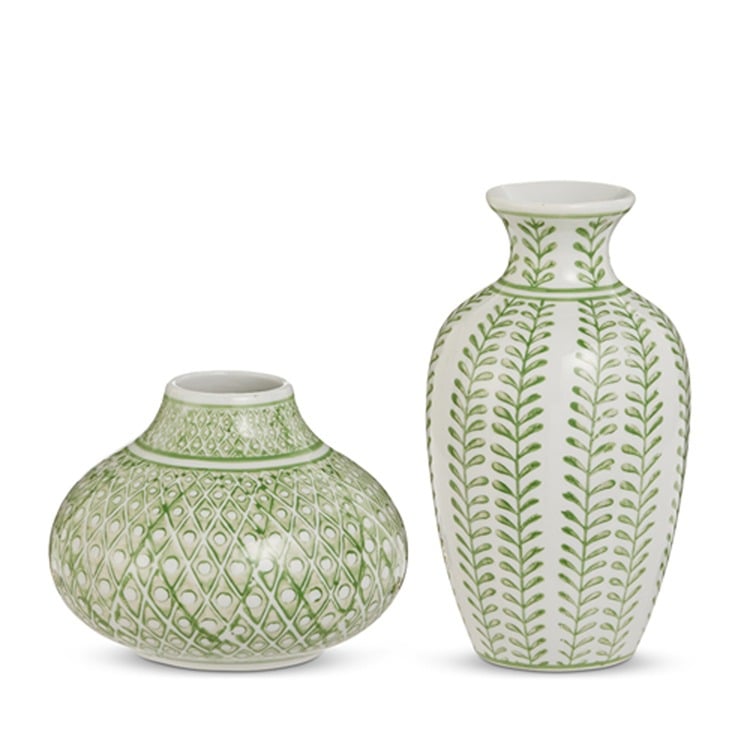8 Green Bud Vases