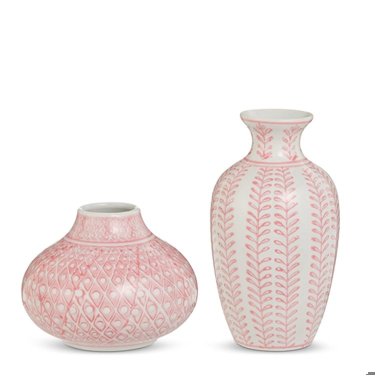 8 Pink Bud Vases