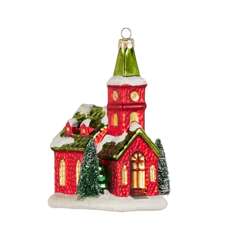 5.5 Red and Green Church Ornament