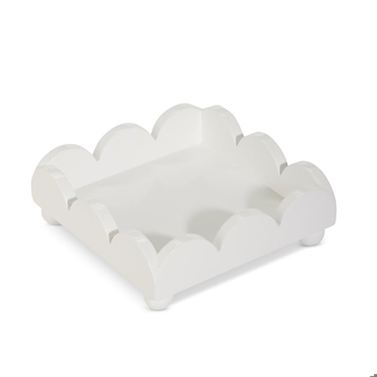 6 White Scalloped Napkin Holder