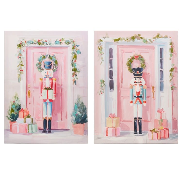 21.75 Pink Door and Nutcracker Wall Art