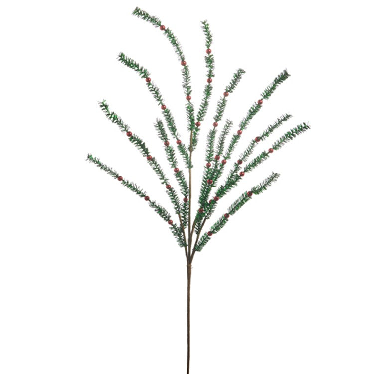 35" Green Pine and Red Berry Spray