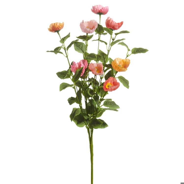 21.5 Pink and Coral Poppy Bush